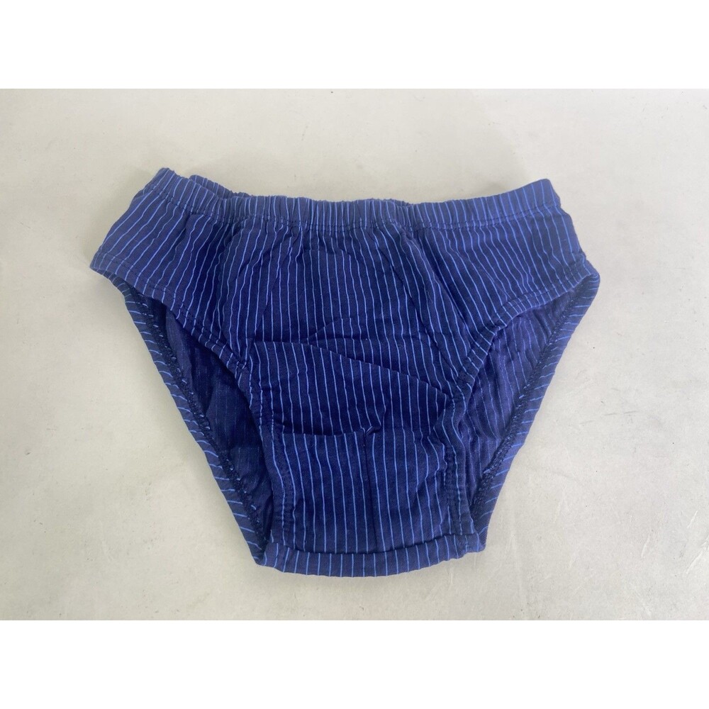 VTG Skintex Low Rise Brief Cotton Underwear Striped Dark Blue Mens Size Small